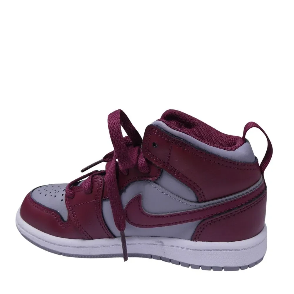 Nike Air Jordan 1 Mid PS Kids US 12C Cherrywood Red Cement Grey